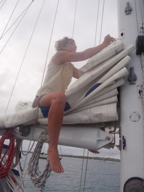 Sail Repair in the Tuamotus