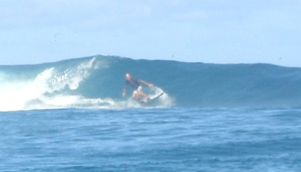 Steve surfs Hapiti on Moorea
